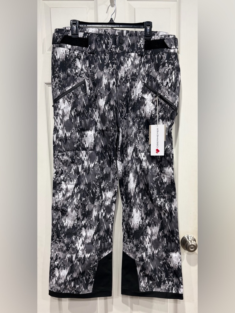 Obermeyer Men's Xl Foraker Shell Ski Pants Waterproof Black White Nwt Snowboard